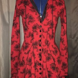 Betsey Johnson Guns & Hearts Dress w/hood